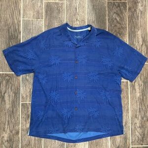 Tommy Bahama Hawaiian Shirt Men’s Blue XXL 100% Silk Palm Tree Original Fit